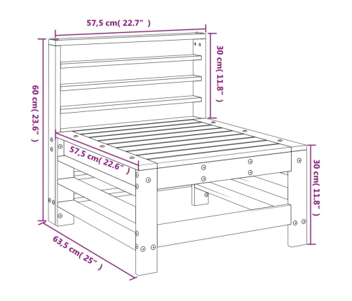 vidaXL vidējais dārza dīvāns, priedes masīvkoks