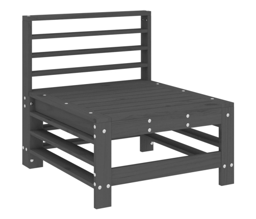 vidaXL vidējais dārza dīvāns, pelēks, priedes masīvkoks