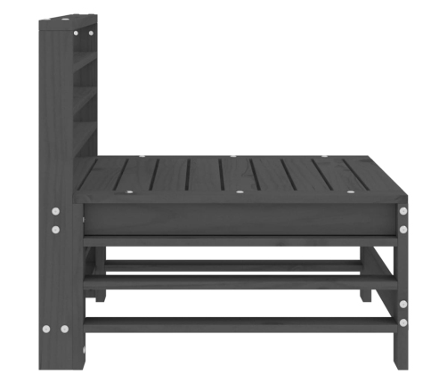 vidaXL vidējais dārza dīvāns, pelēks, priedes masīvkoks