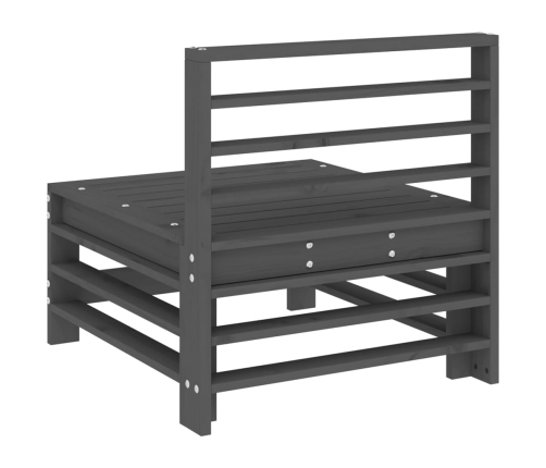 vidaXL vidējais dārza dīvāns, pelēks, priedes masīvkoks