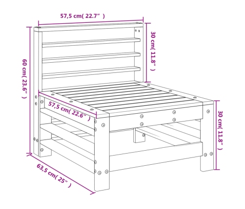 vidaXL vidējais dārza dīvāns, pelēks, priedes masīvkoks