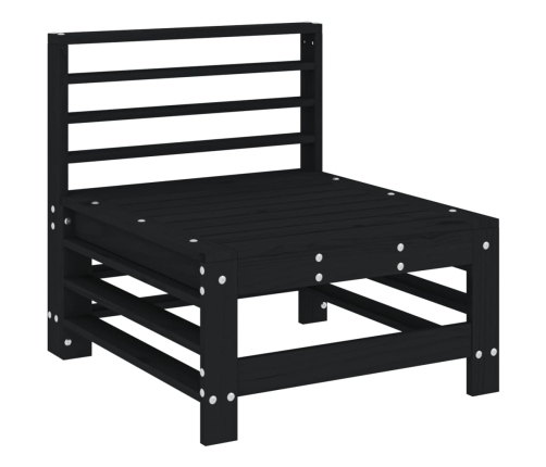 vidaXL vidējais dārza dīvāns, melns, priedes masīvkoks