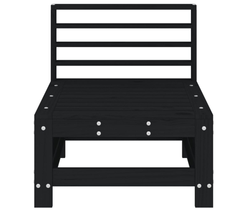 vidaXL vidējais dārza dīvāns, melns, priedes masīvkoks