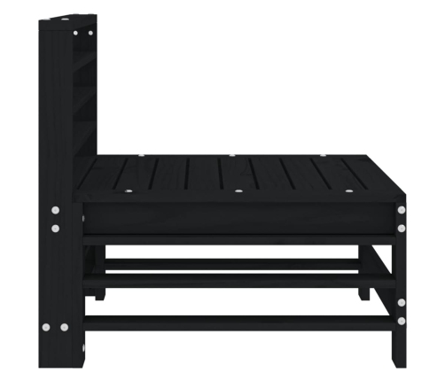 vidaXL vidējais dārza dīvāns, melns, priedes masīvkoks