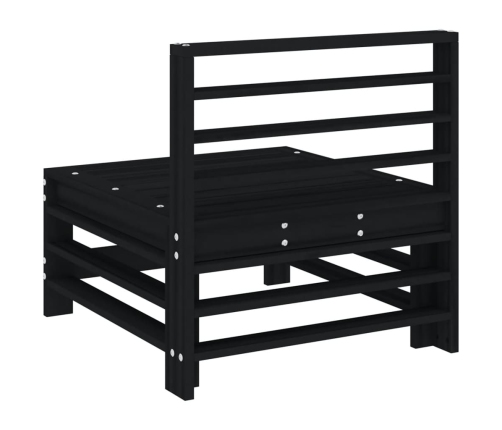 vidaXL vidējais dārza dīvāns, melns, priedes masīvkoks