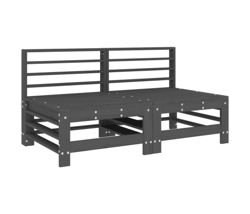 vidaXL vidējie dārza dīvāni, 2 gab., pelēki, priedes masīvkoks