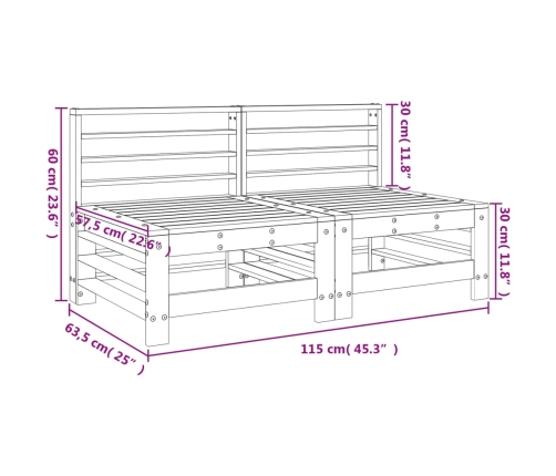 vidaXL vidējie dārza dīvāni, 2 gab., medus brūni, priedes masīvkoks