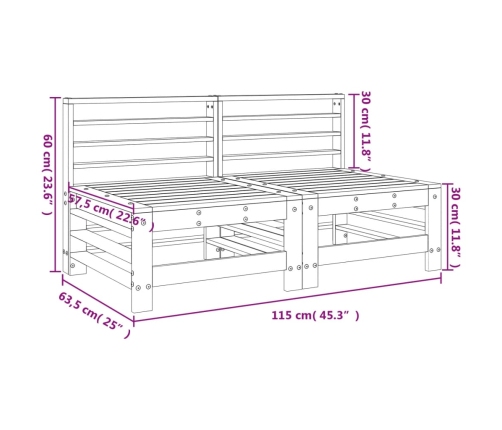 vidaXL vidējie dārza dīvāni, 2 gab., impregnēts priedes koks