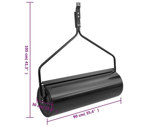 vidaXL zālāja rullis, melns, 63 L, dzelzs