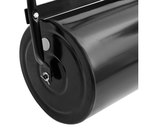 vidaXL zālāja rullis ar rokturi, melns, 63 L, dzelzs un tērauds