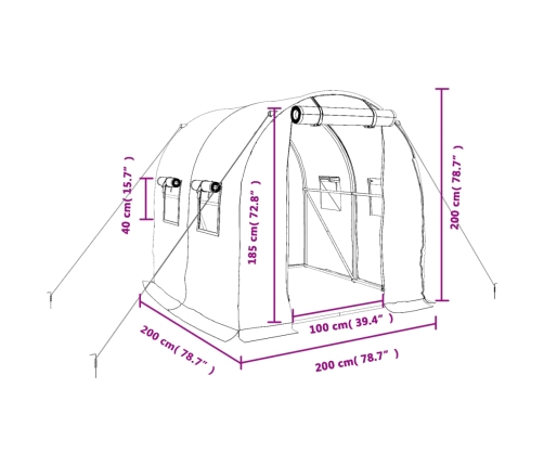 vidaXL siltumnīca ar tērauda rāmi, zaļa, 4 m², 2x2x2 m