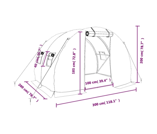 vidaXL siltumnīca ar tērauda rāmi, zaļa, 6 m², 3x2x2 m