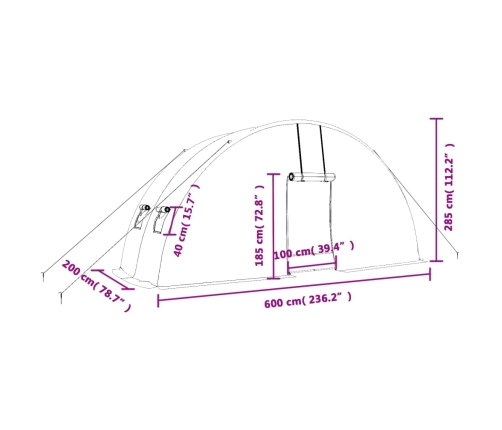 vidaXL siltumnīca ar tērauda rāmi, zaļa, 12 m², 6x2x2,85 m