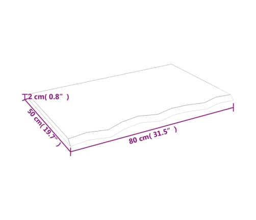 vidaXL sienas plaukts, gaiši brūns, 80x50x2 cm, ozola masīvkoks