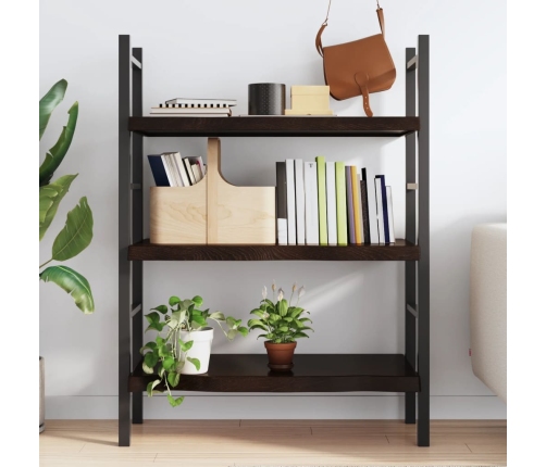 vidaXL sienas plaukts, tumši brūns, 80x60x(2-6) cm, ozola masīvkoks