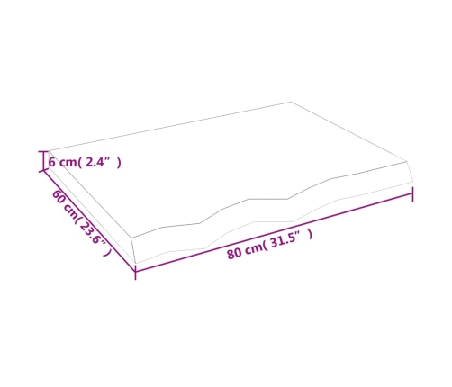 vidaXL sienas plaukts, tumši brūns, 80x60x(2-6) cm, ozola masīvkoks