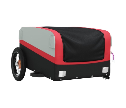 vidaXL velosipēda piekabe, 30 kg, melna un sarkana, dzelzs