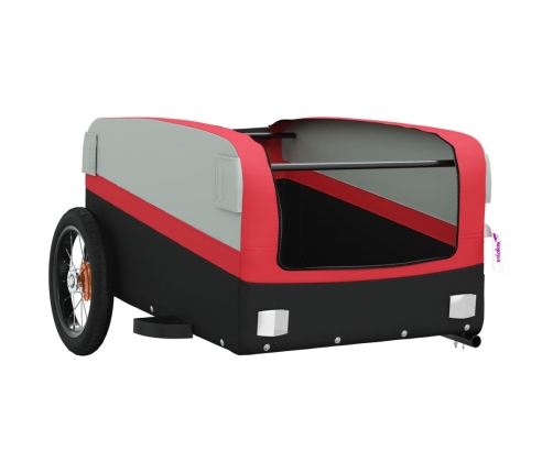 vidaXL velosipēda piekabe, 30 kg, melna un sarkana, dzelzs