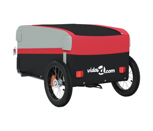 vidaXL velosipēda piekabe, 30 kg, melna un sarkana, dzelzs