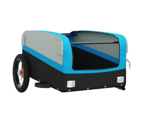 vidaXL velosipēda piekabe, 30 kg, melna un zila, dzelzs