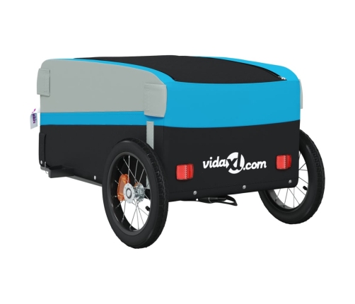 vidaXL velosipēda piekabe, 30 kg, melna un zila, dzelzs