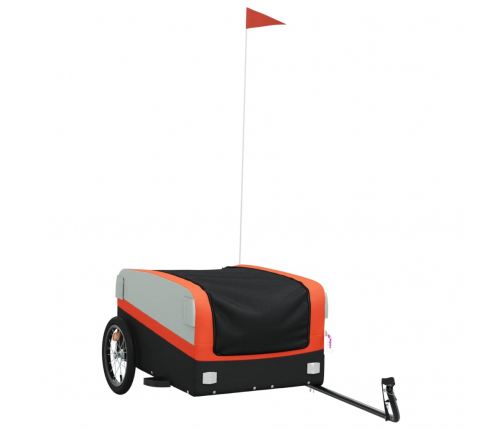 vidaXL velosipēda piekabe, 45 kg, melna un oranža, dzelzs