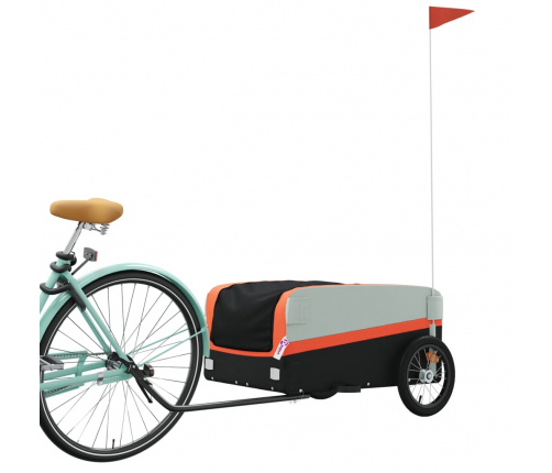 vidaXL velosipēda piekabe, 45 kg, melna un oranža, dzelzs
