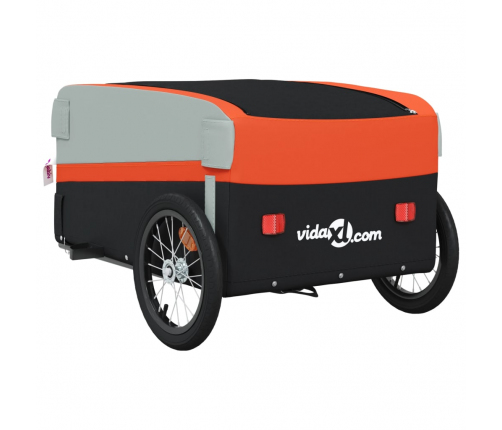 vidaXL velosipēda piekabe, 45 kg, melna un oranža, dzelzs