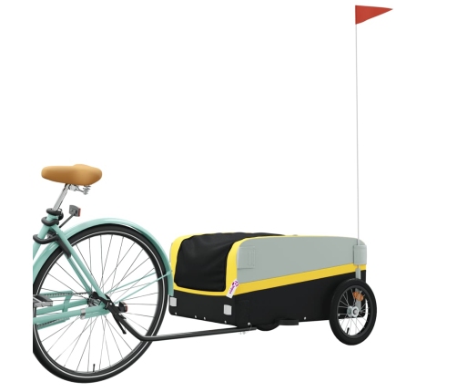 vidaXL velosipēda piekabe, 45 kg, melna un dzeltena, dzelzs