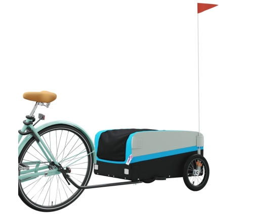 vidaXL velosipēda piekabe, 45 kg, melna un zila, dzelzs
