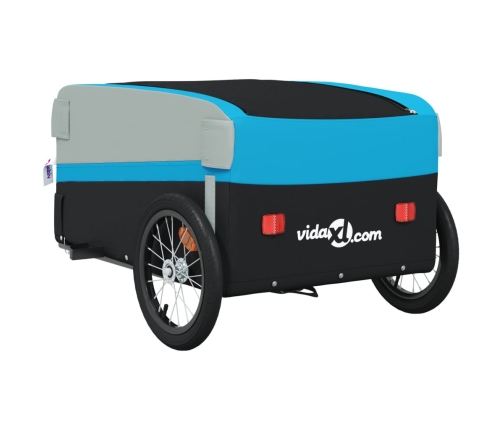 vidaXL velosipēda piekabe, 45 kg, melna un zila, dzelzs