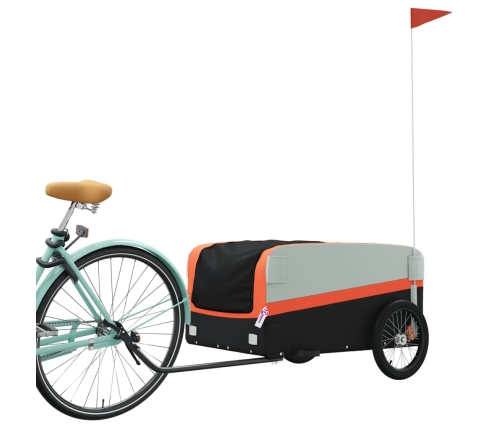 vidaXL velosipēda piekabe, 45 kg, melna un oranža, dzelzs