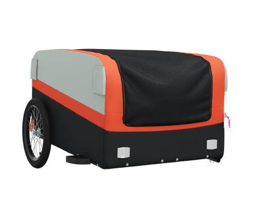 vidaXL velosipēda piekabe, 45 kg, melna un oranža, dzelzs