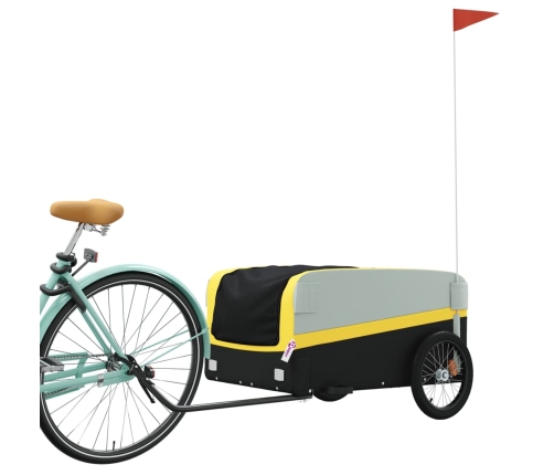 vidaXL velosipēda piekabe, 45 kg, melna un dzeltena, dzelzs