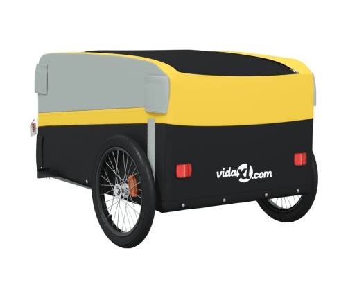 vidaXL velosipēda piekabe, 45 kg, melna un dzeltena, dzelzs