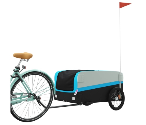 vidaXL velosipēda piekabe, 45 kg, melna un zila, dzelzs