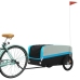 vidaXL velosipēda piekabe, 45 kg, melna un zila, dzelzs