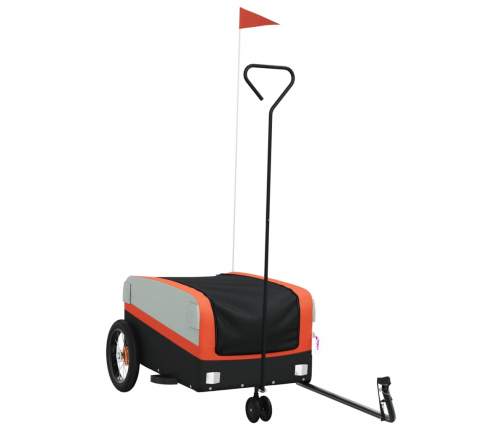 vidaXL velosipēda piekabe, 30 kg, melna un oranža, dzelzs