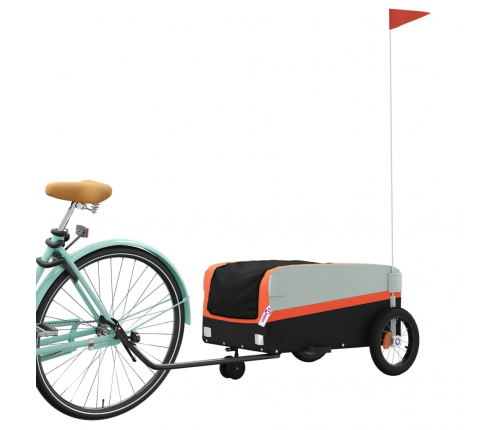 vidaXL velosipēda piekabe, 30 kg, melna un oranža, dzelzs