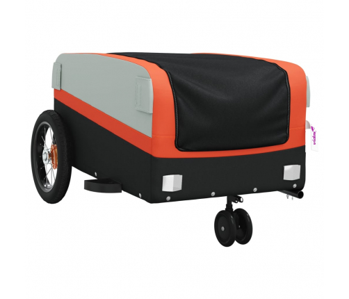 vidaXL velosipēda piekabe, 30 kg, melna un oranža, dzelzs