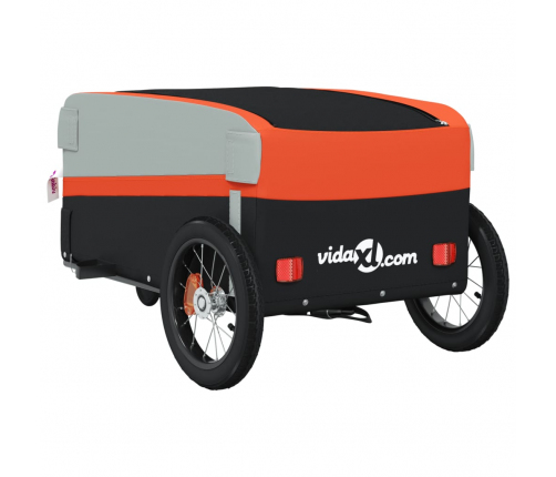 vidaXL velosipēda piekabe, 30 kg, melna un oranža, dzelzs