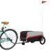 vidaXL velosipēda piekabe, 30 kg, melna un sarkana, dzelzs