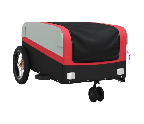 vidaXL velosipēda piekabe, 30 kg, melna un sarkana, dzelzs
