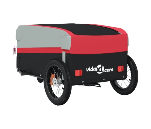 vidaXL velosipēda piekabe, 30 kg, melna un sarkana, dzelzs