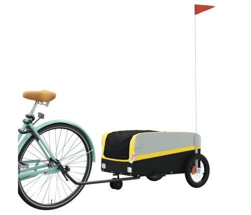 vidaXL velosipēda piekabe, 30 kg, melna un dzeltena, dzelzs