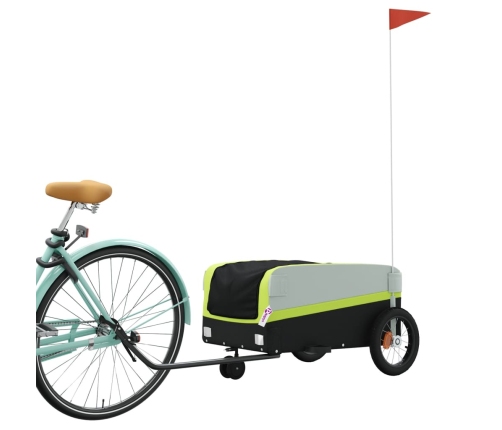 vidaXL velosipēda piekabe, 30 kg, melna un zaļa, dzelzs