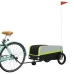vidaXL velosipēda piekabe, 30 kg, melna un zaļa, dzelzs