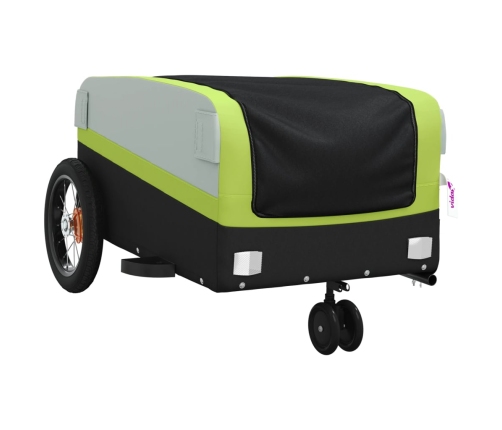 vidaXL velosipēda piekabe, 30 kg, melna un zaļa, dzelzs
