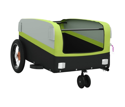 vidaXL velosipēda piekabe, 30 kg, melna un zaļa, dzelzs