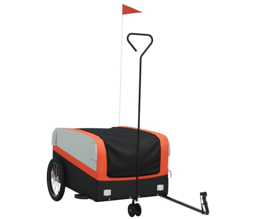 vidaXL velosipēda piekabe, 45 kg, melna un oranža, dzelzs